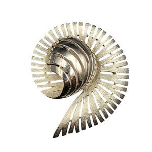 Vintage JJ Jonette  Brooch Pin Silver-Tone Spiral Swirl Modernist Tornado 1980s